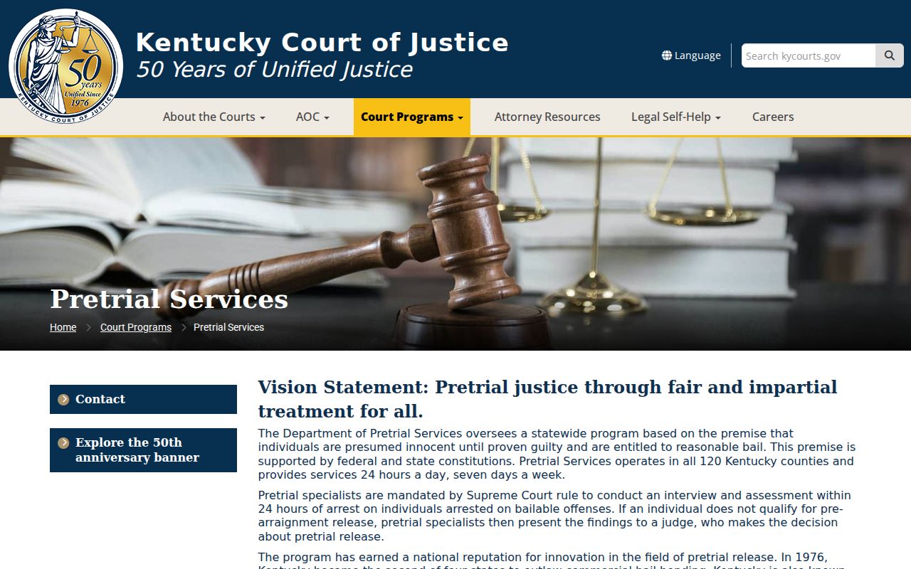 Kentucky Pretrial Services in Washington County arrest cases