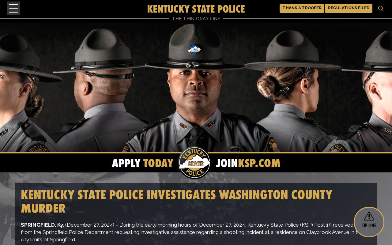 KSP release showing a Washington County multi-agency arrest process