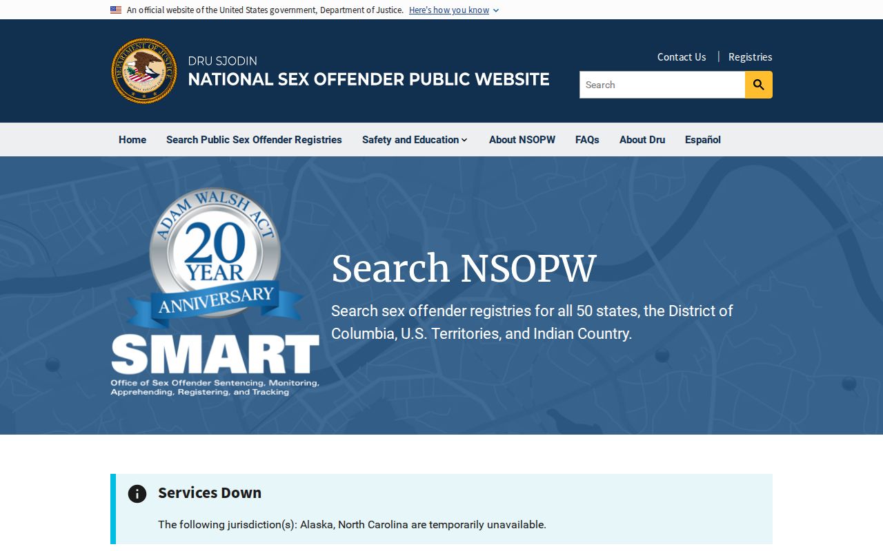 Washington County sex offender search through the National Sex Offender Public Website