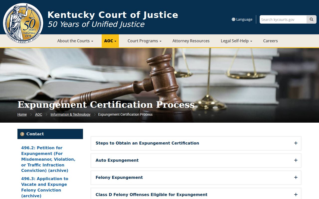 Willisburg criminal records Kentucky expungement process